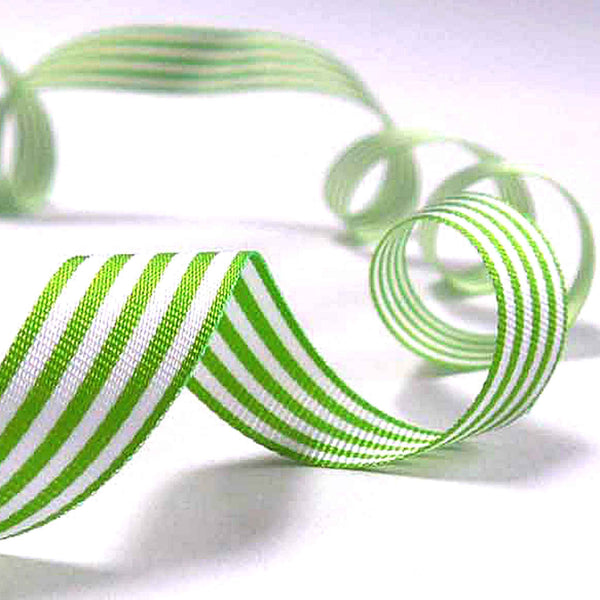 Striped Ribbon - Meadow Green - Berisfords - 9mm - 16mm - 25mm