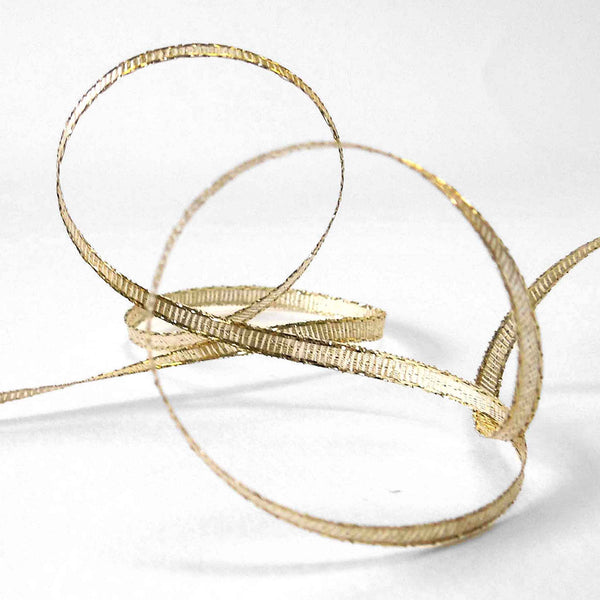 3mm Gold Metallic Craft Ribbon on Wooden Bobbin - 5 Metres