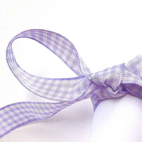 Gingham Ribbon - Orchid - Lilac - Berisfords - 5mm - 10mm - 15mm - 25mm