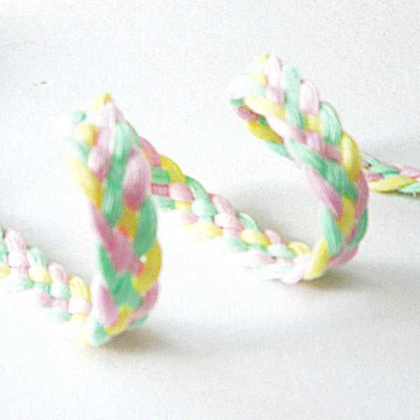 12mm Braided Trim - Pastel - Pink/Green/Yellow - Trimits