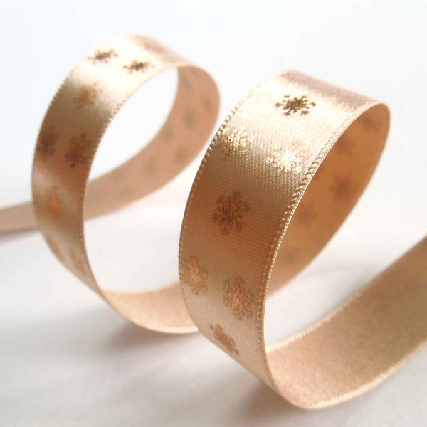 Metallic Polka Flakes Ribbon Ecru/Rose Gold Berisfords 15mm - 25mm