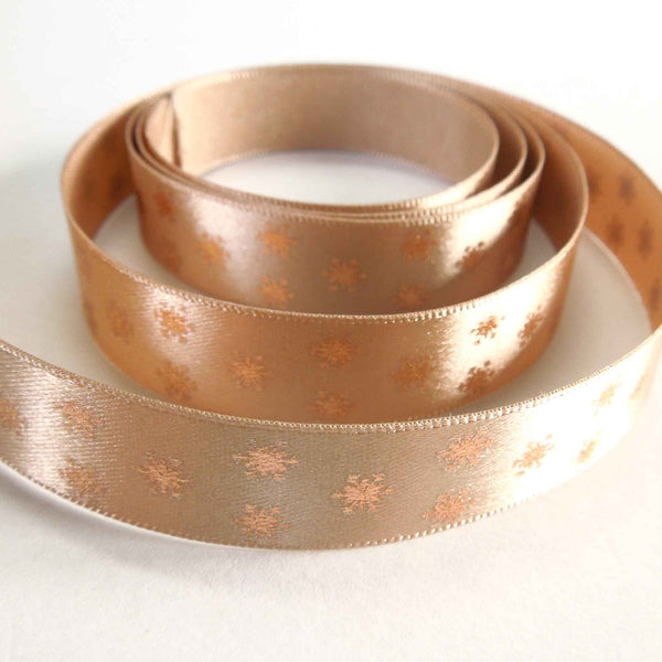 Metallic Polka Flakes Ribbon Ecru/Rose Gold Berisfords 15mm - 25mm