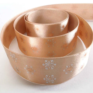 Metallic Polka Flakes Ribbon Ecru/Rose Gold Berisfords 15mm - 25mm