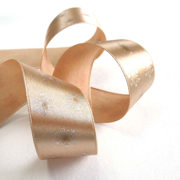 Metallic Polka Flakes Ribbon Ecru/Rose Gold Berisfords 15mm - 25mm