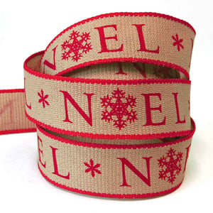 Noel Hopsack Ribbon - Red - Berisfords - 25mm