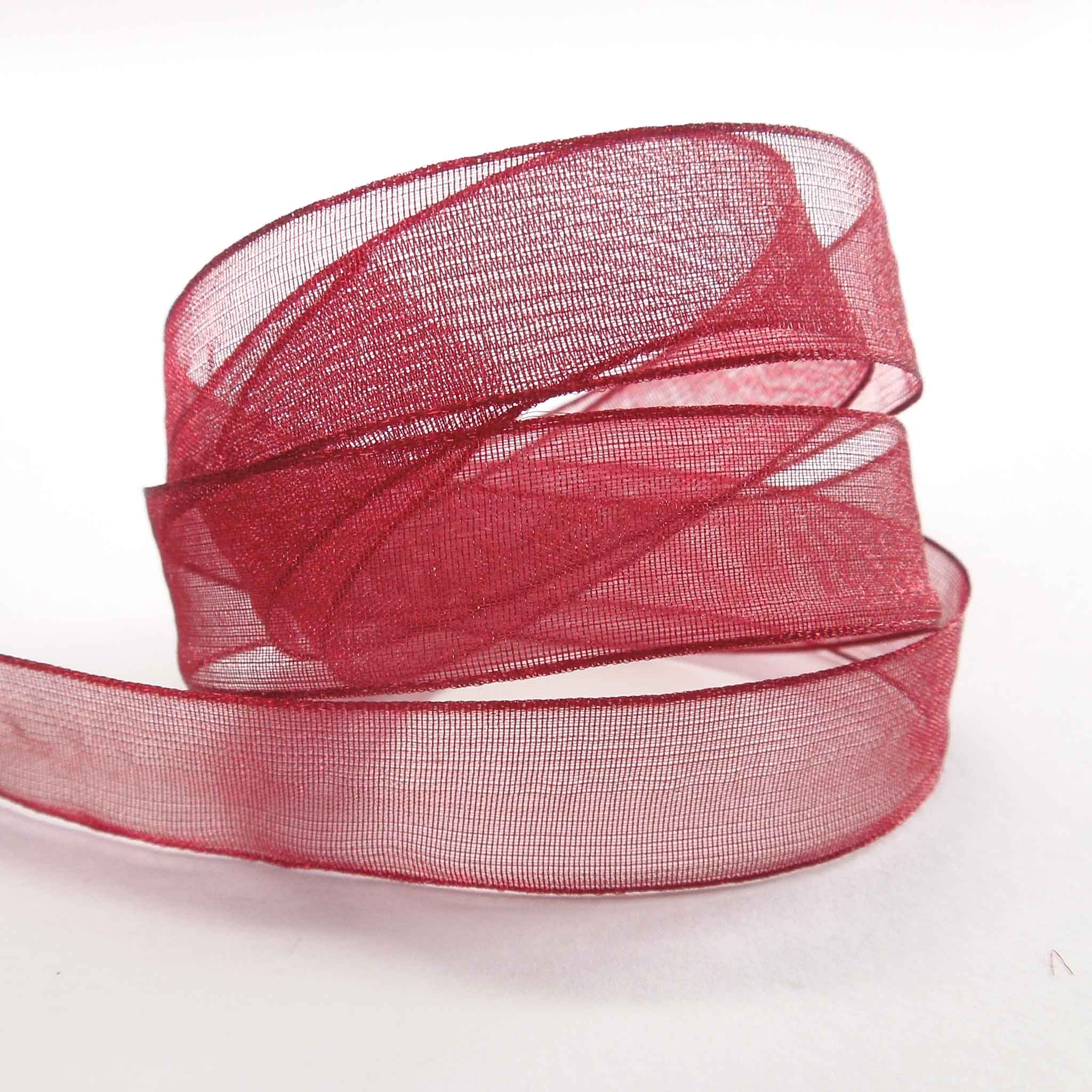 Super Sheer Ribbon Burgundy Berisfords 10mm 15mm - 25mm