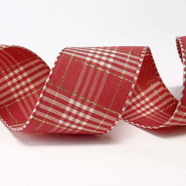 Rustic Plaid Ribbon - Dusky Pink - Berisfords - 40mm