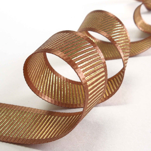 Shine Metallic Grosgrain Ribbon Copper Berisfords 15mm - 25mm