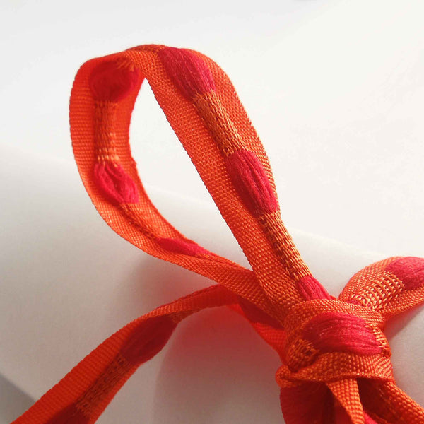 10mm Bobble Ribbon Tangerine/Red - Berisfords