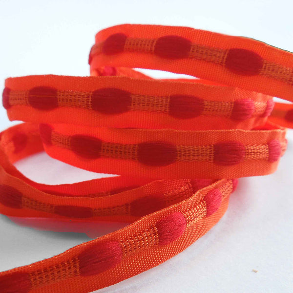 10mm Bobble Ribbon Tangerine/Red - Berisfords