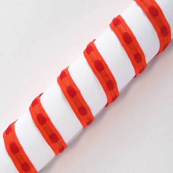 10mm Bobble Ribbon Tangerine/Red - Berisfords