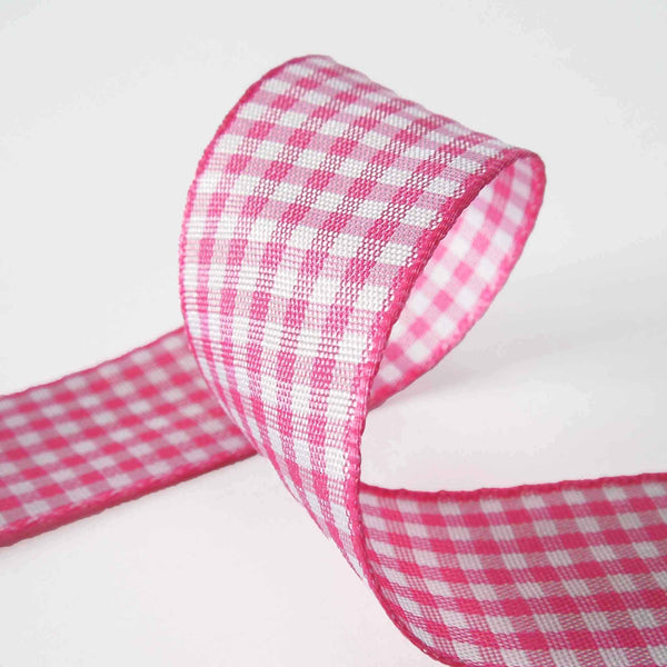 Gingham Ribbon - Shocking Pink - Berisfords - 10mm - 15mm - 25mm