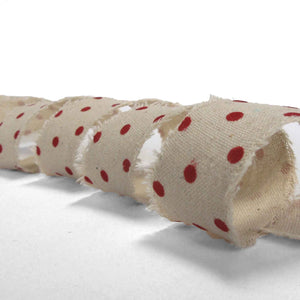 38 mm Red Polka Dot Frayed Edge Hessian Ribbon