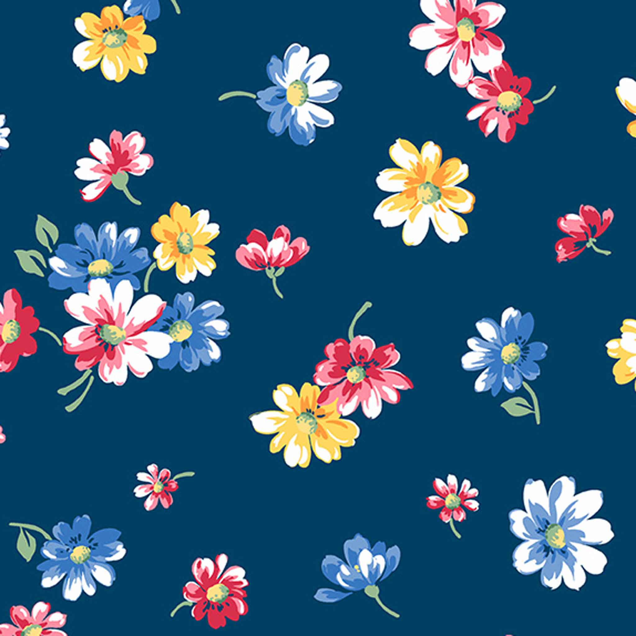 Cotton Fabric - Strawberries on blue background