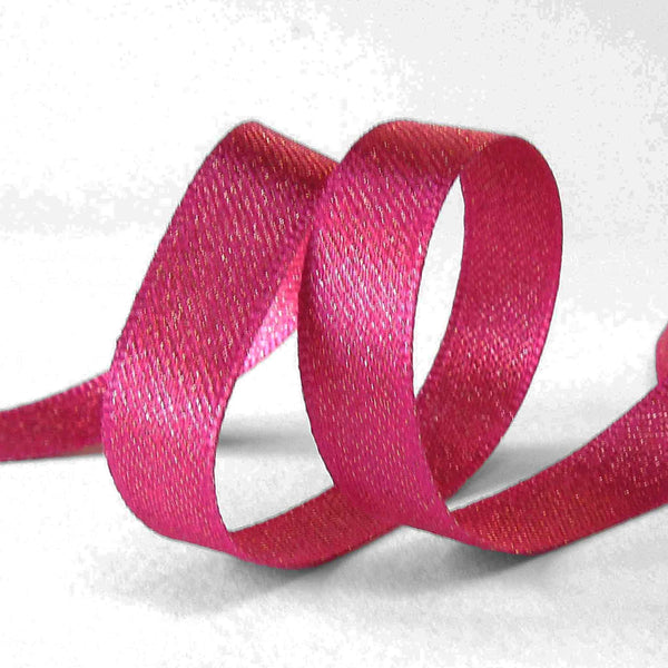 Glitter Satin Ribbon - Shocking Pink - Berisfords - 10mm - 15mm