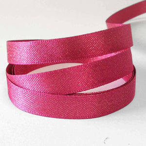 Glitter Satin Ribbon - Shocking Pink - Berisfords - 10mm - 15mm