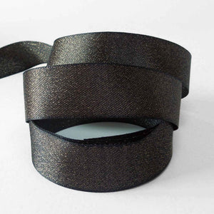 Glitter Satin Ribbon - Black - Berisfords - 10mm - 15mm - 25mm