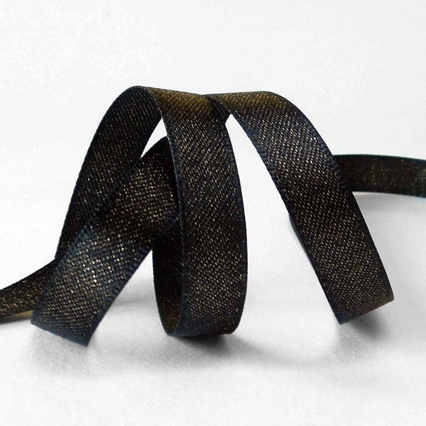 Glitter Satin Ribbon - Black - Berisfords - 10mm - 15mm - 25mm