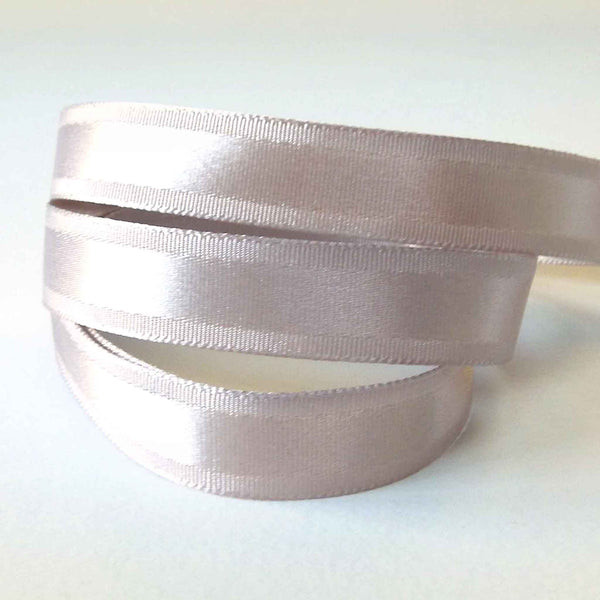 Grace Satin and Grosgrain Ribbon - Silver - Berisfords - 15mm