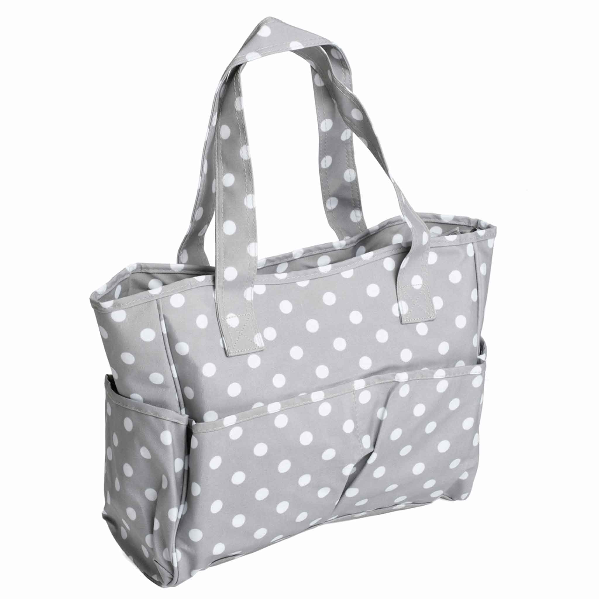 Craft Bag Grey Linen Polka Dot