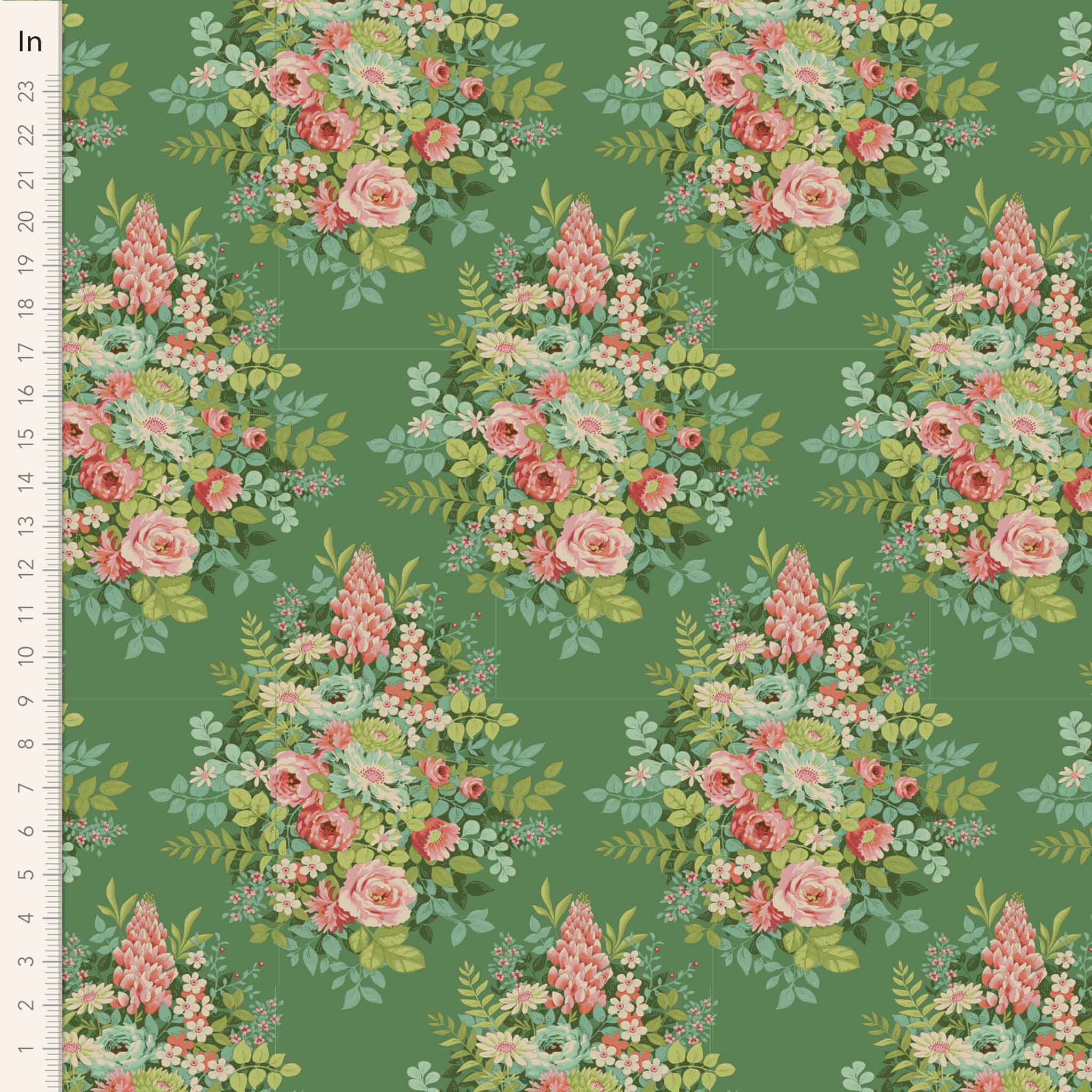 Whimsy Flower Cotton Fabric Green Chic Escape Collection - Tilda 100442