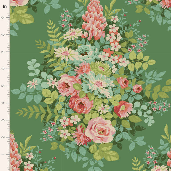 Whimsy Flower Cotton Fabric Green Chic Escape Collection - Tilda 100442