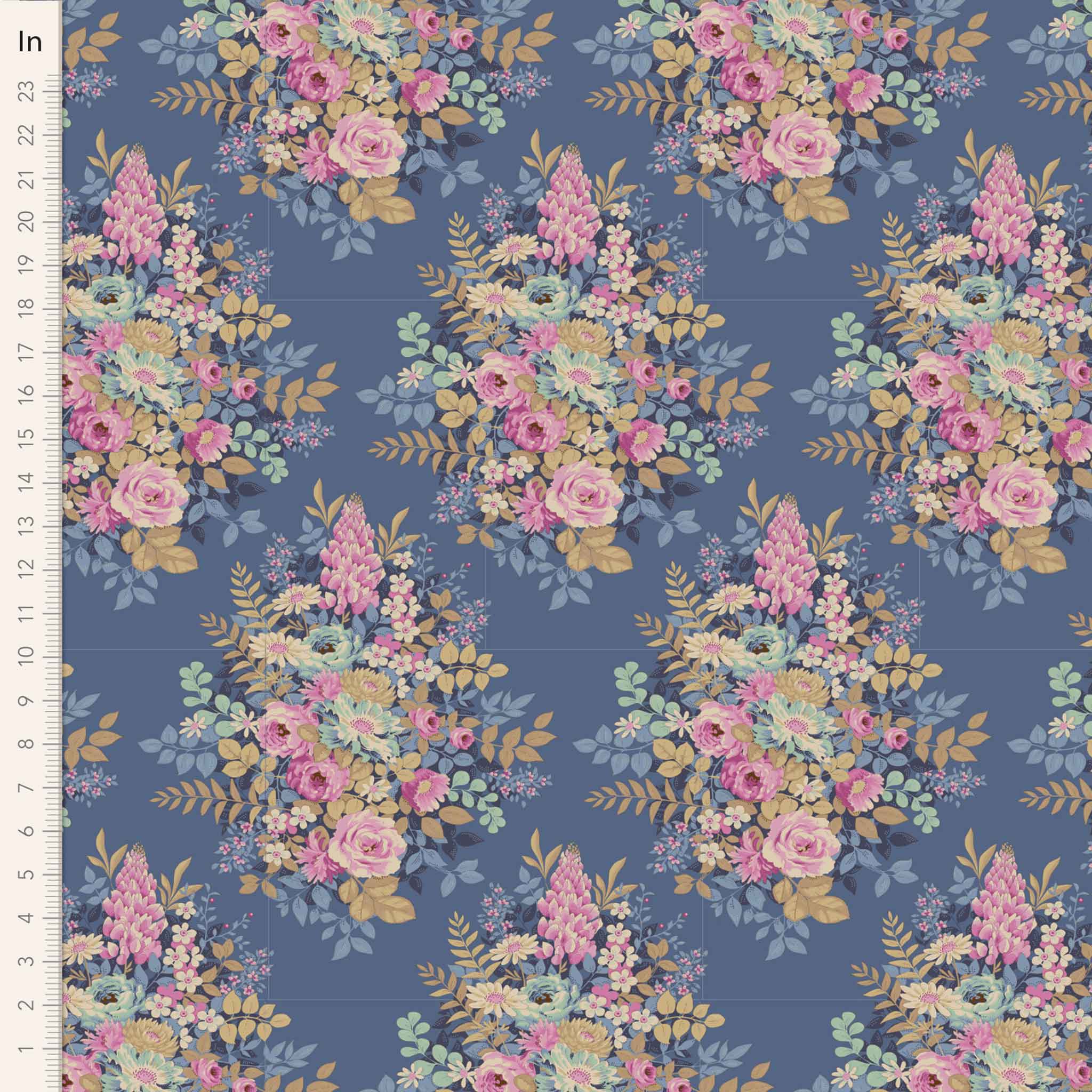 Cotton Beach, Ocean Flower in Blue by Tone Finnanger for Tilda Fabrics