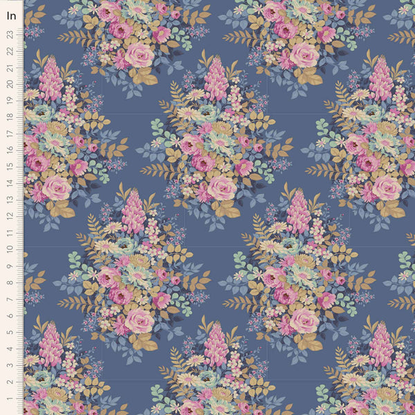 Whimsy Flower Cotton Fabric Blue Chic Escape Collection - Tilda 100449