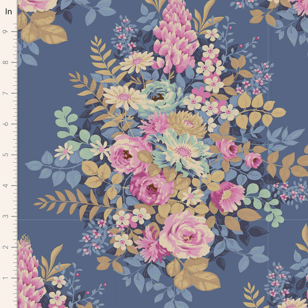 Whimsy Flower Cotton Fabric Blue Chic Escape Collection - Tilda 100449