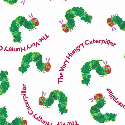 The Very Hungry Caterpillar with Red Writing Cotton Fabric 7762/G by Andover Fabrics