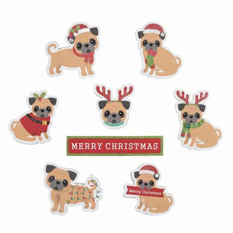 Xmas Festive Pugs Craft Embellishment - Trimits C2412