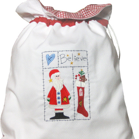 Father Christmas Toy Sack, Kid's Personalised White Santa Drawstring Bag