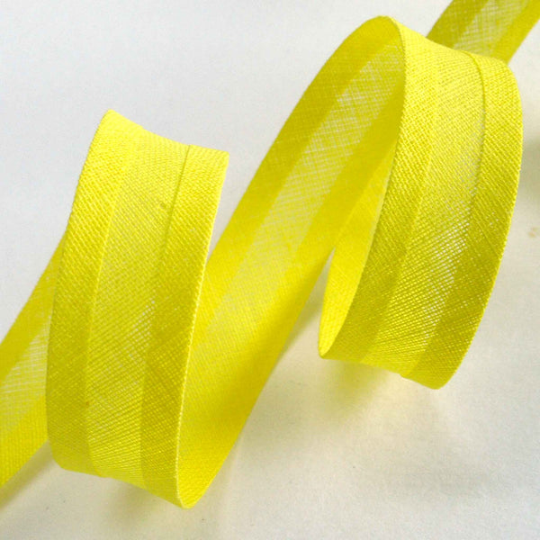 15mm Plain Bias Binding Lemon Yellow - Single Fold