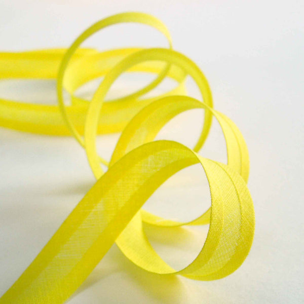 15mm Plain Bias Binding Lemon Yellow - Single Fold