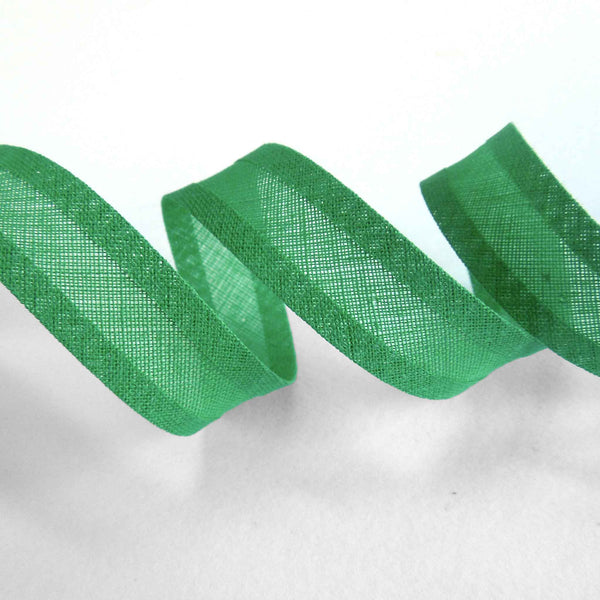 15mm Plain Bias Binding Mid Green - Single Fold