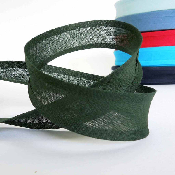 25mm Plain Bias Binding Dark Green - Single Fold