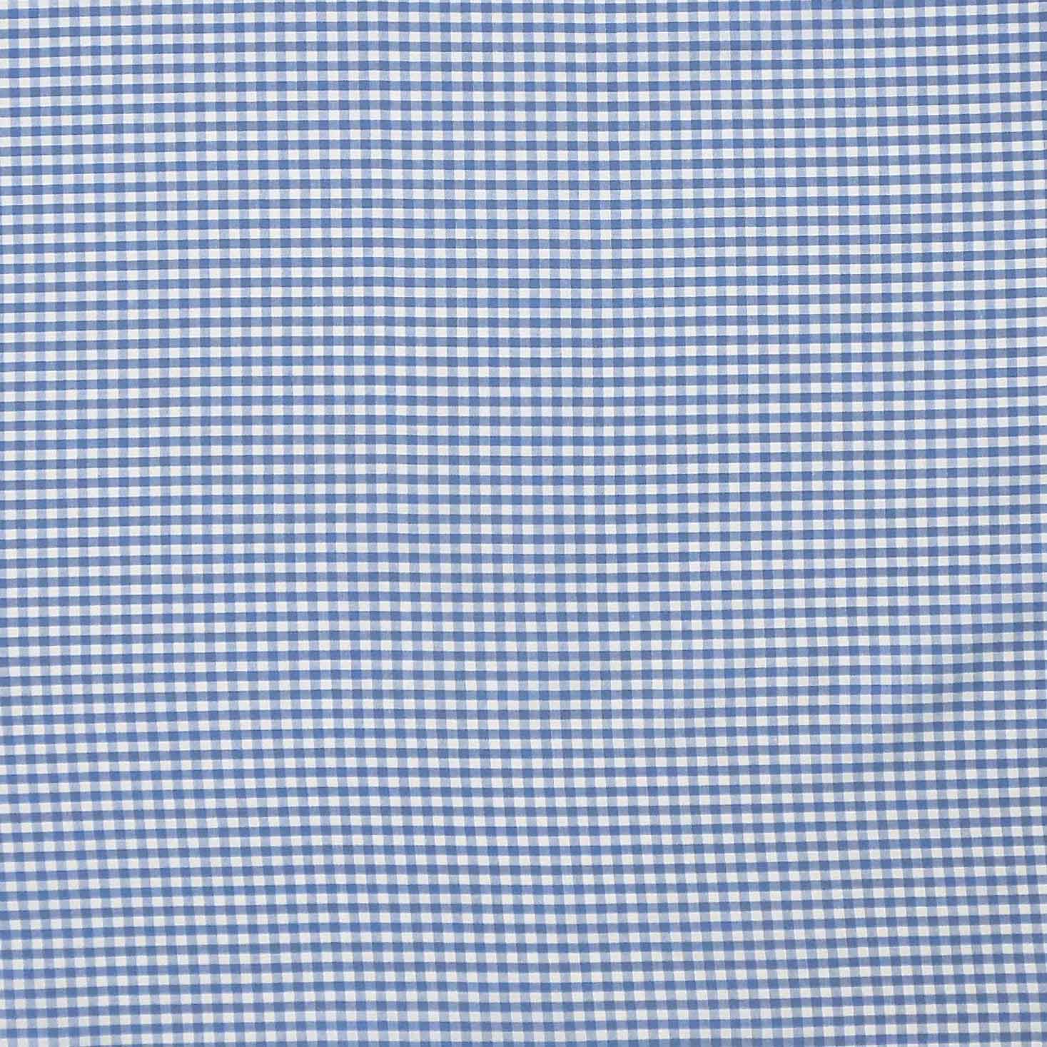 White and Royal Blue Checkered Print 100% Cotton Geometric Fabric