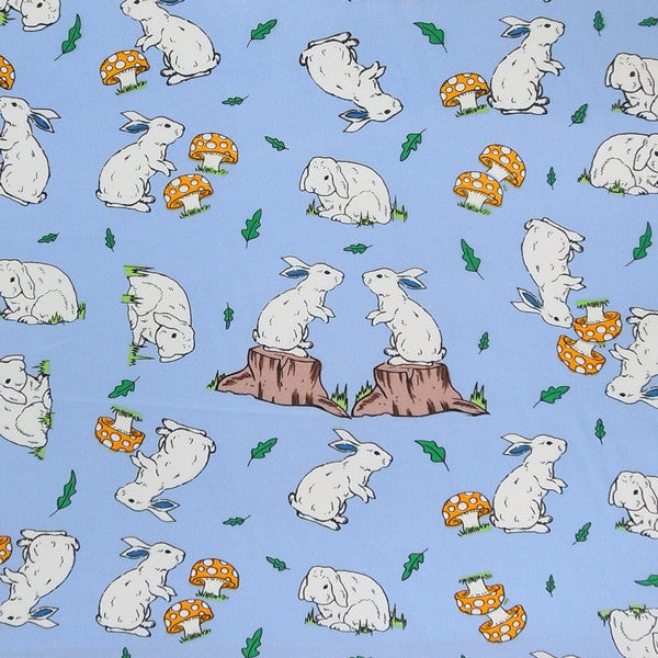 Fabric, Kid's Blue Bunny Rabbit Cotton Fabric