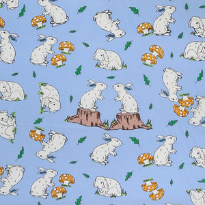 Fabric, Kid's Blue Bunny Rabbit Cotton Fabric