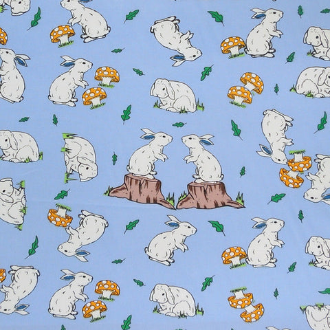 Fabric, Kid's Blue Bunny Rabbit Cotton Fabric