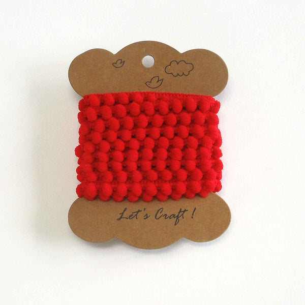 Mini Pom Trim Bright Red - 2 Metres