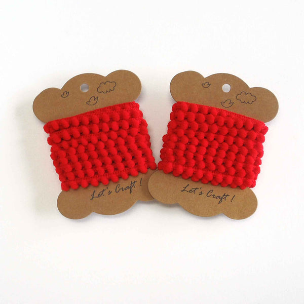 Mini Pom Trim Bright Red - 2 Metres