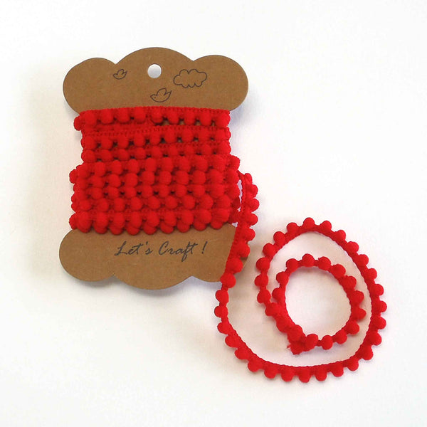 Mini Pom Trim Bright Red - 2 Metres