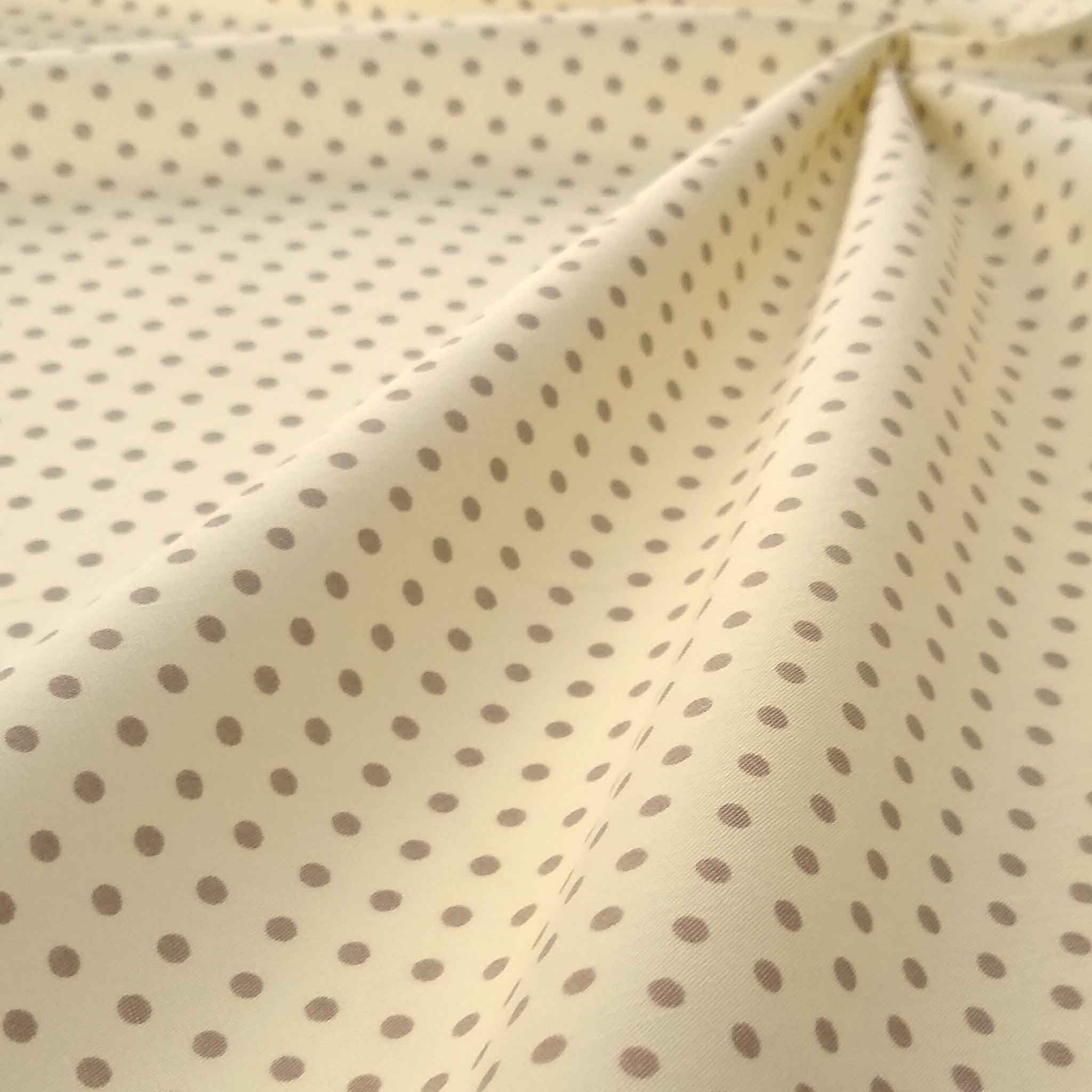 Small Polka Dot Cotton Poplin Fabric Light Brown on Cream - Rose & Hubble