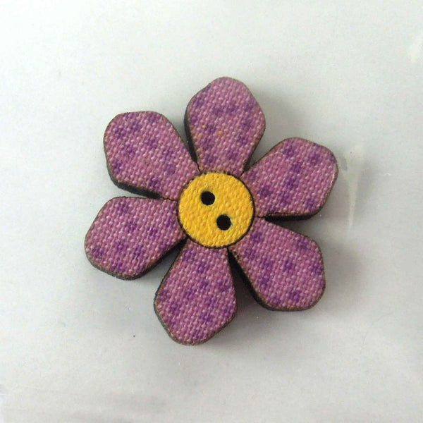 25 mm Daisy Wooden Flower Buttons, Pack of 3 Craft Buttons