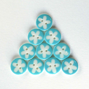 17 mm Flower Light Blue 2 Hole Buttons - Pack of 10