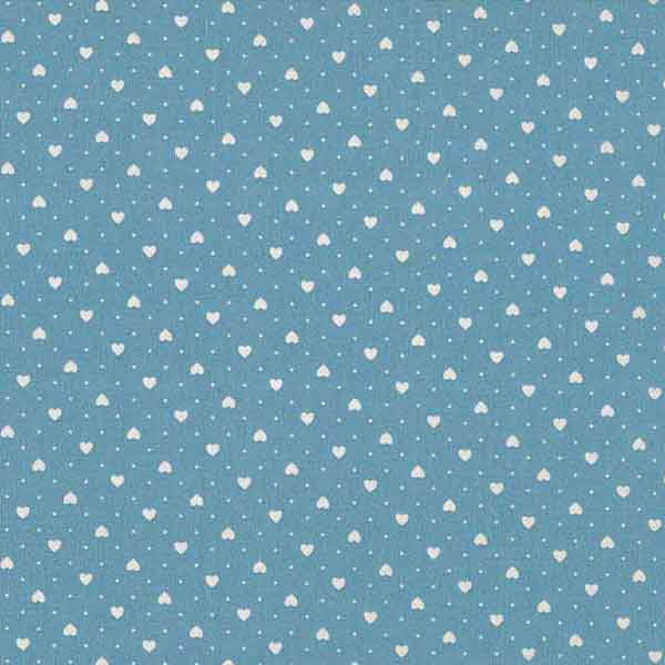 White Hearts on Blue Cotton Fabric by Makower, 567/B4 from their London Collection