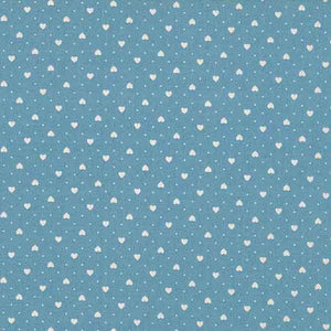 White Hearts on Blue Cotton Fabric by Makower, 567/B4 from their London Collection