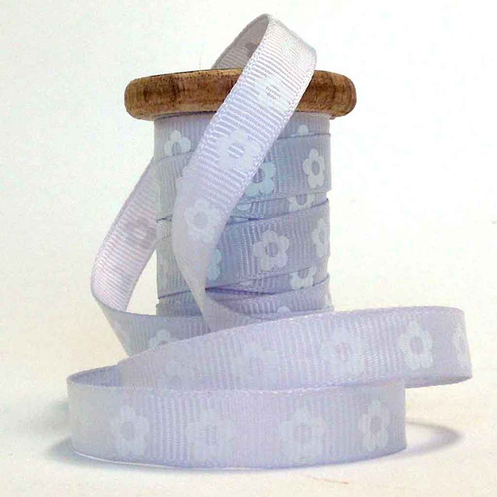 10 mm Lilac Flower Ribbon on Wooden Bobbin - 3 metres