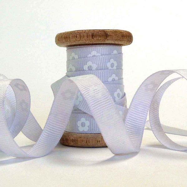 10 mm Lilac Flower Ribbon on Wooden Bobbin - 3 metres